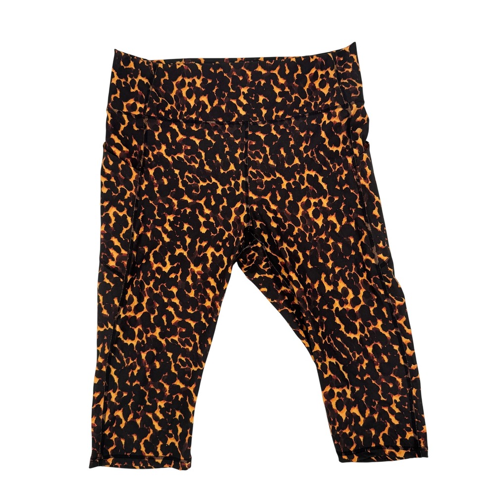 Fabletics Oasis High-Waisted Pocket Ultra‎ Crop XXL Orange Leopard NWT CS2040138